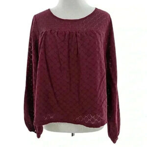Listicle womens top size M Burgundy eyelet boho fairycore festival
